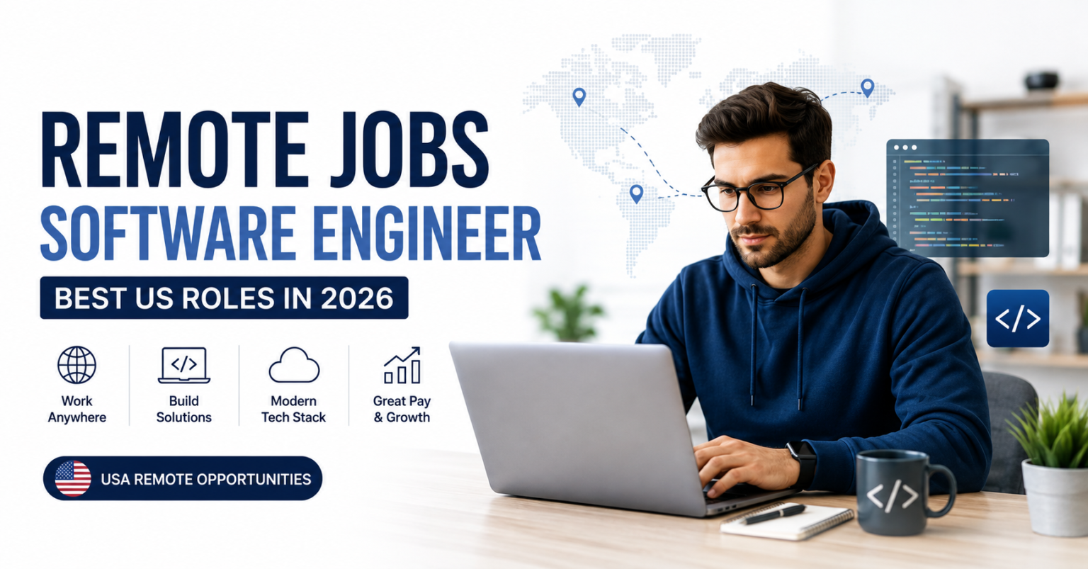 Software engineer working remotely on a laptop for US remote jobs.