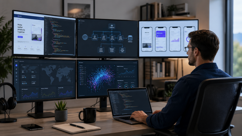 Common types of remote software engineer jobs including frontend backend full stack mobile cloud and AI roles.