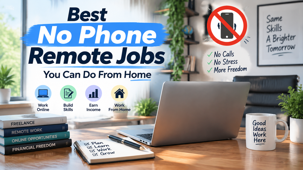 Best No Phone Remote Jobs You Can Do From Home Without Phone Calls.