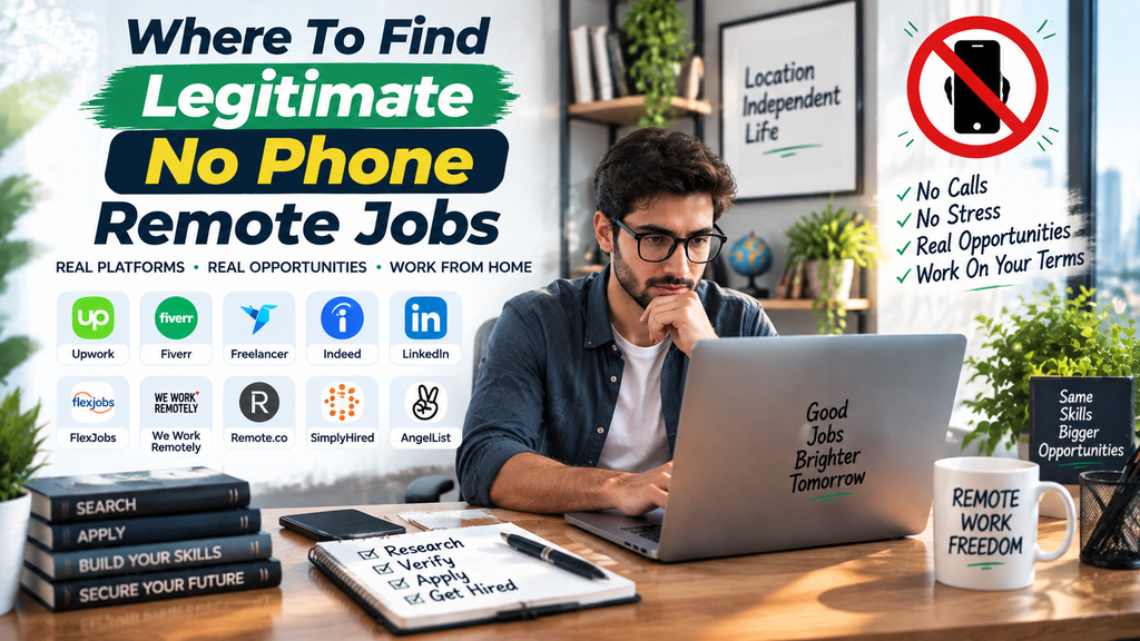 Where To Find Legitimate No Phone Remote Jobs  trusted work from home job platforms and opportunities.