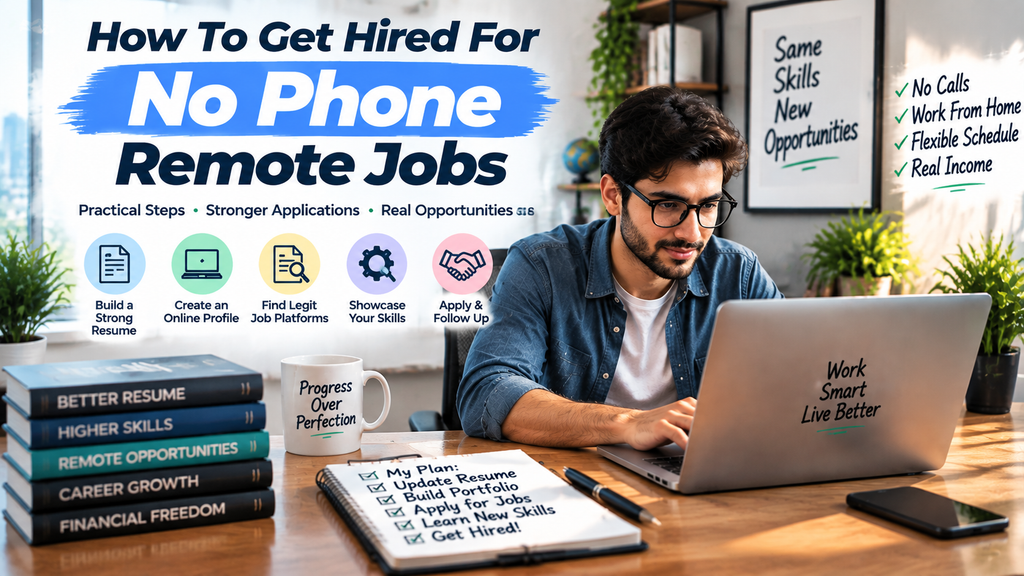 How To Get Hired For No Phone Remote Jobs  tips for finding work from home jobs without phone calls.